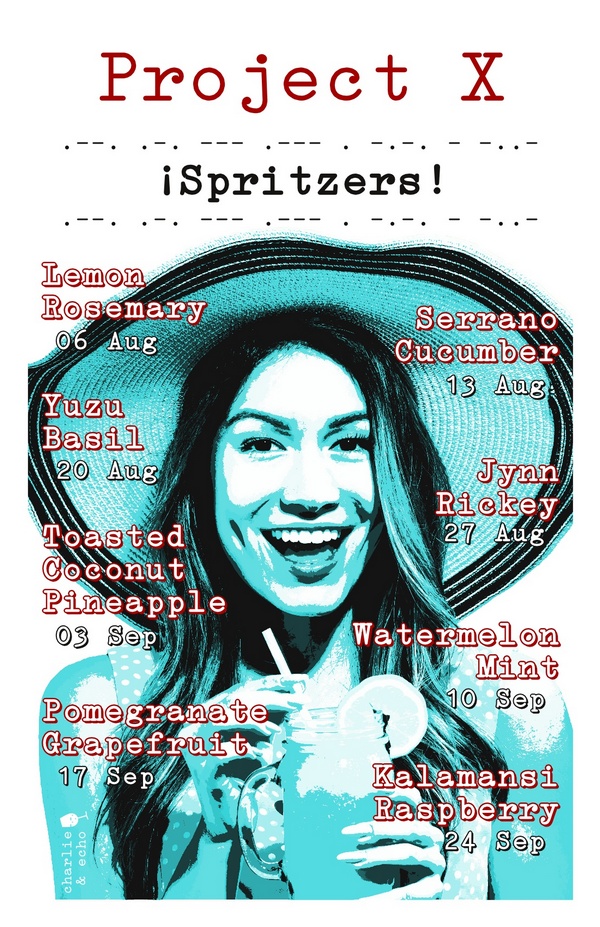 Poster listing mimosas with a woman holding a glass